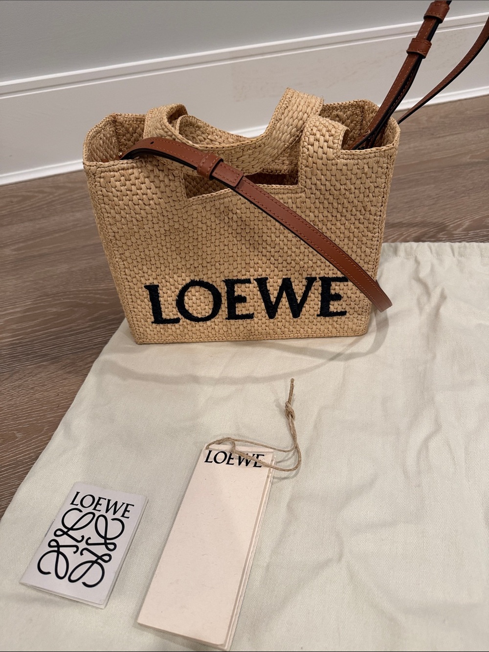 Small Loewe Natural Woven Tote with Black Logo - Picture 11 of 11